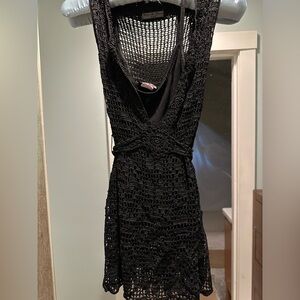 Black Crochet Sleeveless Dress